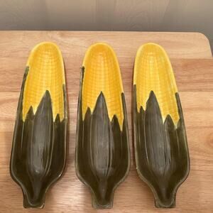 Vintage Holland Mold Corn on the Cob Ceramic Serving Dishes — Set of 3 MCM